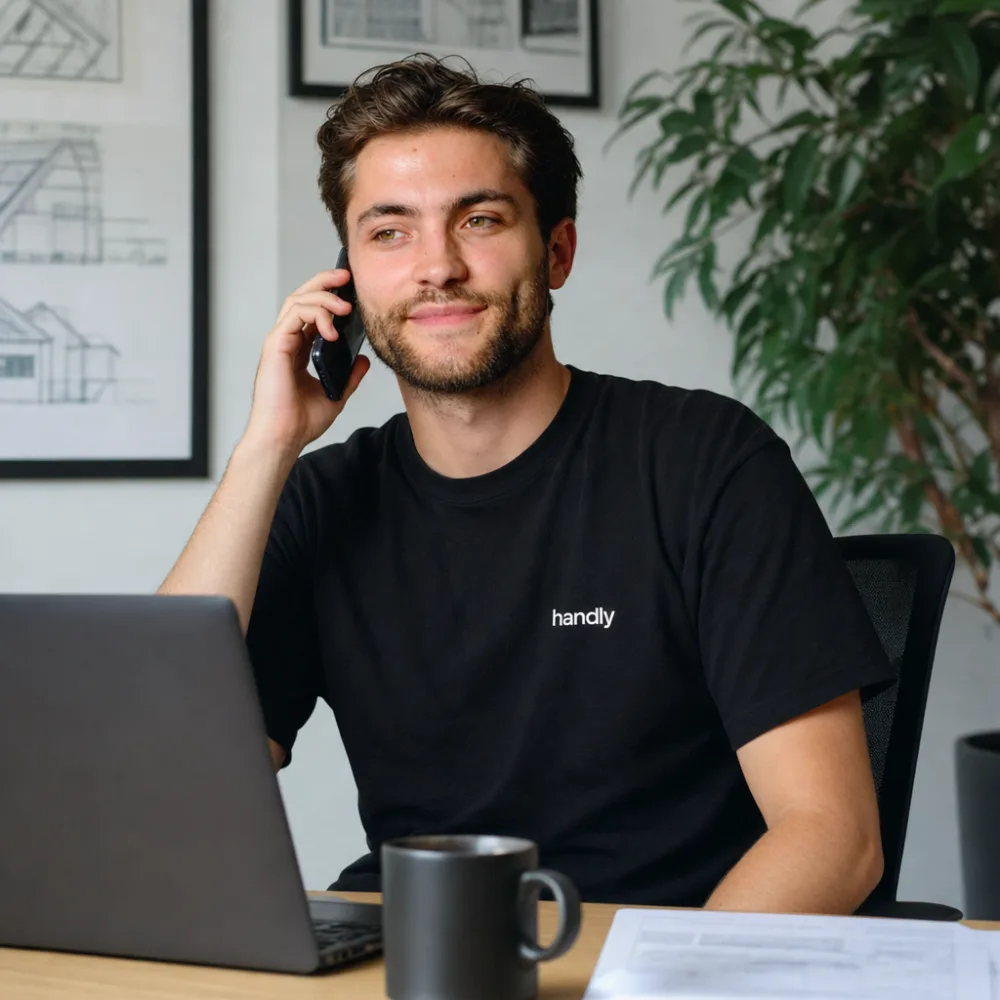 handly Bürokraft am Telefon
